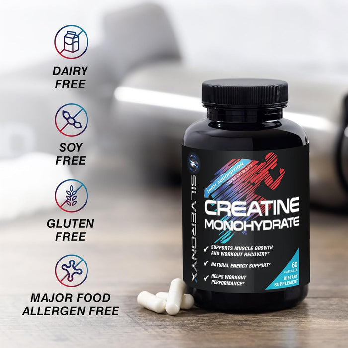 Creatine Monohydrate Capsules 3000mg - Micronized Creatine Nutritional Supplement - Lean Muscle Growth, Workout Performance, Energy & Endurance Support - 750mg per High Absorption Capsule - 60 Count
