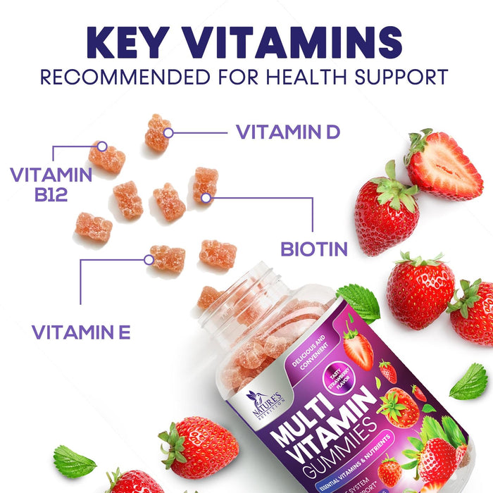 Multivitamin Gummies for Adults, Daily Gummy Vitamins & Minerals for Women & Men, Immune Support Gummy Multivitamins Supplement, Adult Multi VIT Vitamin with Vitamins A, C, D, B12, Zinc - 90 Gummies