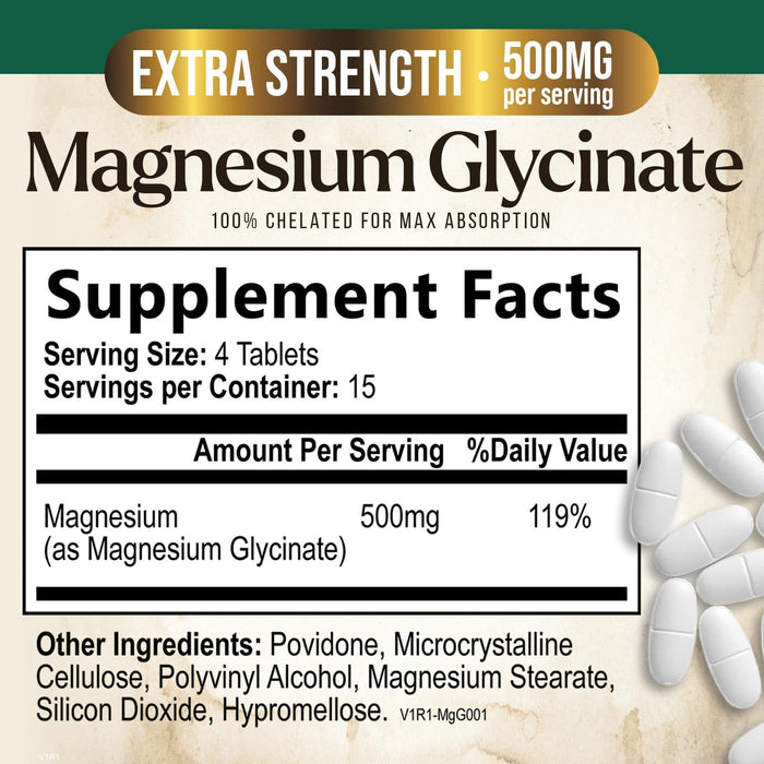 Magnesium Glycinate 500mg – 60 Tablets