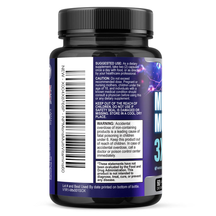 Men's Daily Multivitamin - Vitamins A, C, D, E, B12 + Zinc - 60 Capsules