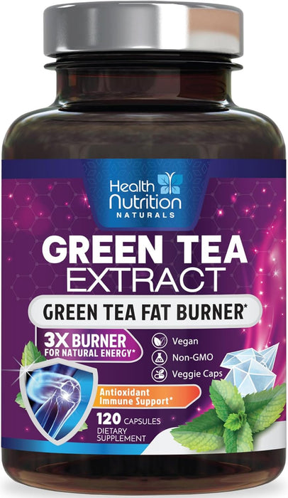 Green Tea Pills Extract - 98% Standardized EGCG 1300mg for Natural Energy - Supports Heart Health with Antioxidants, Polyphenols, Coffee Bean Gentle Caffeine - for Women & Men