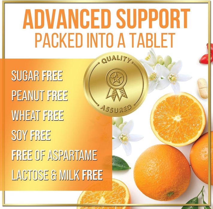 Vitamin C Supplement 1000mg - Extra Strength with Rose Hips Bioflavonoids - Sugar Free Vitamin C Chewable Pills, Nature's Vit C for Immune Support & Antioxidant Protection - 120 Chewable Tablets