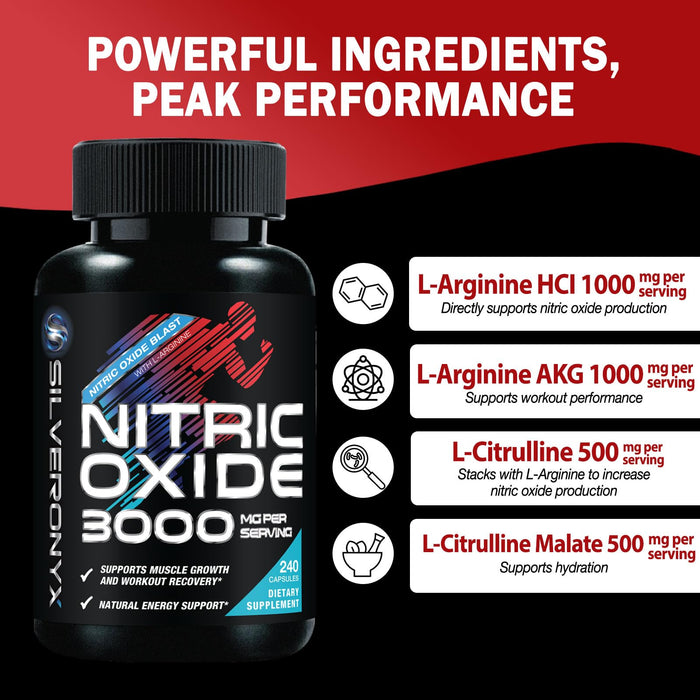 Nitric Oxide Formula with L-Arginine + Citrulline – 240 Capsules