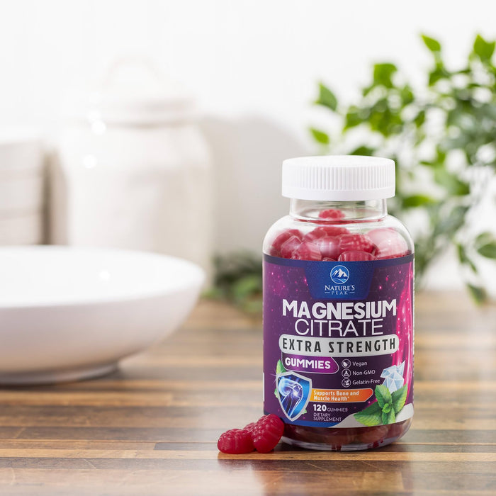 Magnesium Citrate Supplement Gummies - High Absorption Magnesium Gummy for Adults & Kids, Magnesio Citrate Supplements for Bone, Muscle Health, Heart Support, Vegan, Gluten Free, Non-GMO - 120 Gummies