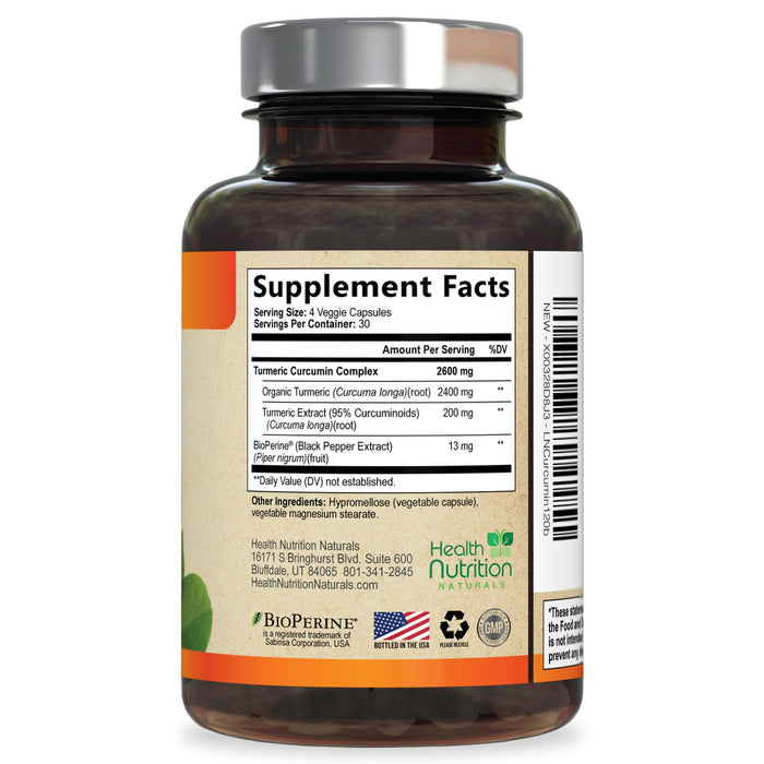 Turmeric Curcumin 2600mg – 120 Capsules