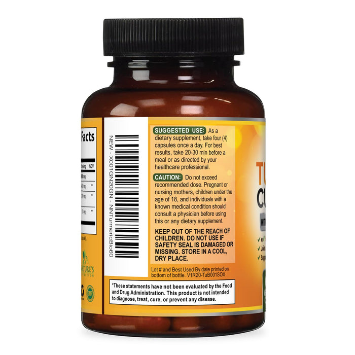 Turmeric Curcumin with BioPerine 95% Curcuminoids 2600mg with Black Pepper for Absorption – 60 Capsules