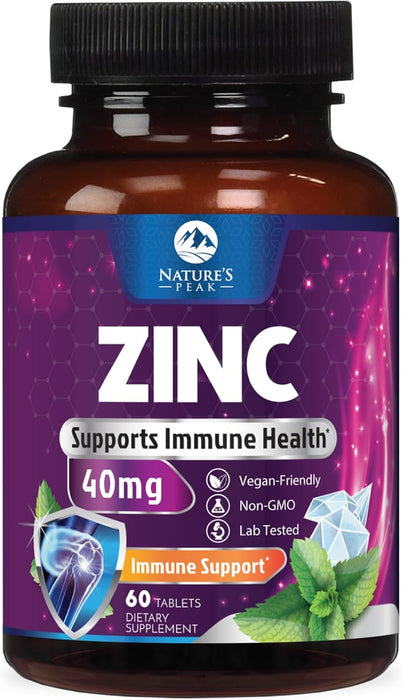 Zinc Supplement 40mg - Immune Support for Women & Men - High Potency Antioxidant, Chelated for Superior Absorption, Dietary Supplement Vitamin for Immune Health Support