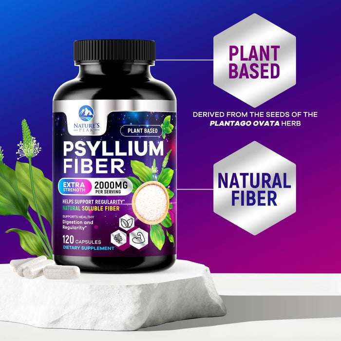 Psyllium Husk Fiber 1500mg – 120 Capsules
