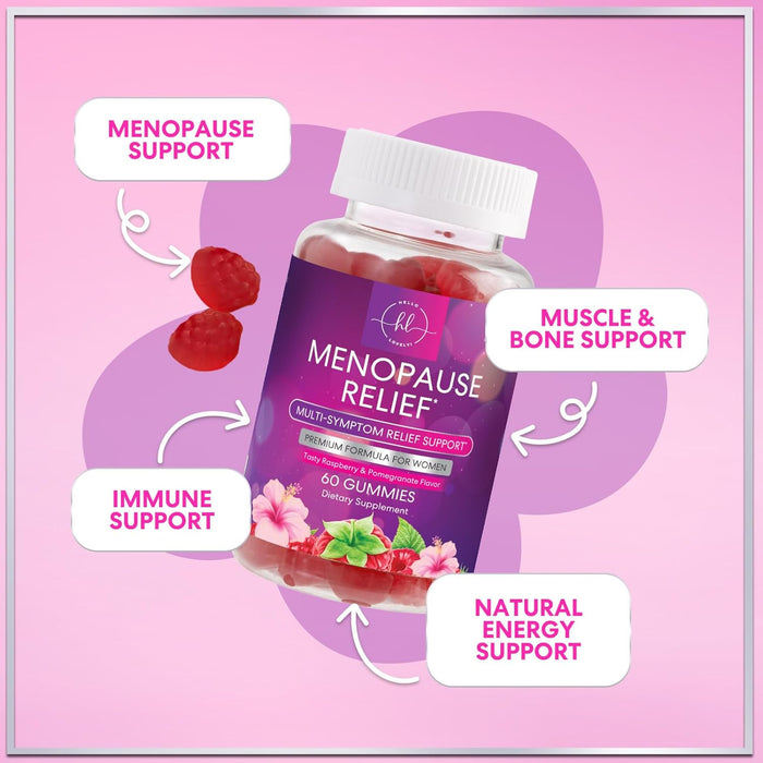 Menopause Relief Gummies - Multi Benefit Menopause Supplements for Women (30 Servings) Hormone Support for Night Sweats, Hot Flash Relief & More, Non-GMO & Gluten-Free Ingredients - 60 Gummies