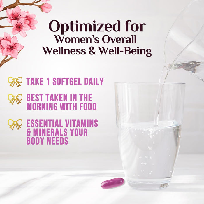 Multivitamin for Women with Iron, Calcium, Zinc, Vitamin A, C, D, E, & B Vitamins for Bone, Skin & Immune Health Support, Nature's Daily Womens Multivitamins for Women's Energy & Health, 60 Softgels