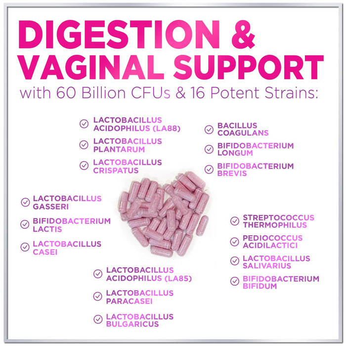 Probiotics for Women - 60 Billion CFU & 16 Strains for pH Balance, Vaginal & Digestive Support, Women's Probiotic with Cranberry for Gut Health, Urinary & Immune Support, Shelf Stable - 120 Capsules