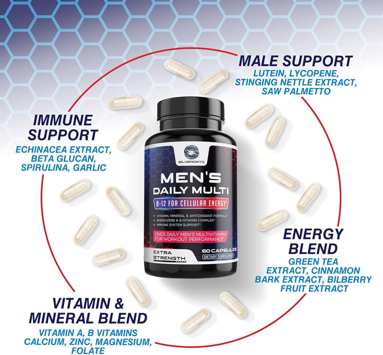Multivitamin for Men - Vitamin A, C, D, E, Zinc, Calcium, Multivitamins for Immune Health Support, Vitamin B12, Men’s Daily Multivitamin Supplement Capsules, Non-GMO Mens Multi Vitamins - 60 Capsules
