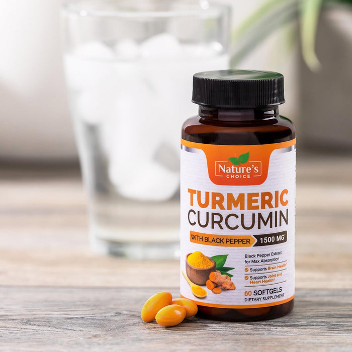 Turmeric Curcumin with Black Pepper Extract 1500mg, Advanced Absorption Tumeric Extract Liquid Softgels Herbal Supplement, Curcuminoids Antioxidant Joint Support for Women & Men, Non-GMO - 60 Softgels