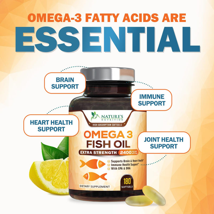 Omega-3 Fish Oil – 2400mg – 180 Softgels