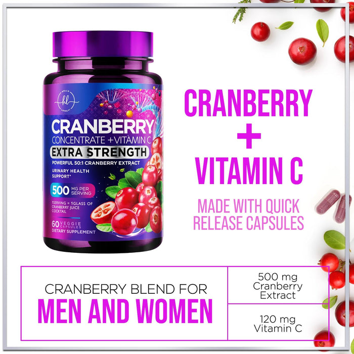Cranberry 25,000mg Formula + Vitamin C – 60 Capsules