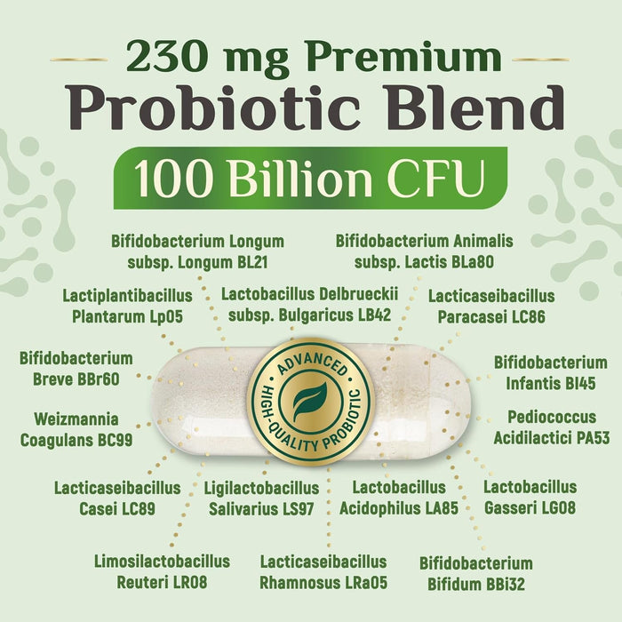 Probiotics for Women Capsules - 100 Billion CFU Prebiotics, Acidophilus Probiotics Supports Immune System Digestive Health, Supports Occasional Constipation & Bloating, Daily Supplement