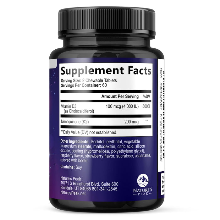 Vitamin D3 K2 – 5000 IU – 120 Tablets
