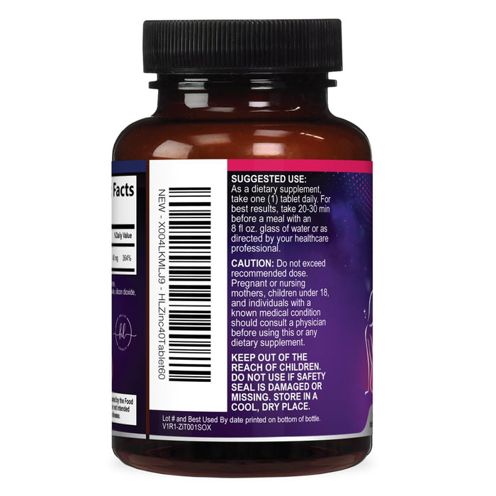 Zinc – 40mg – 60 Tablets