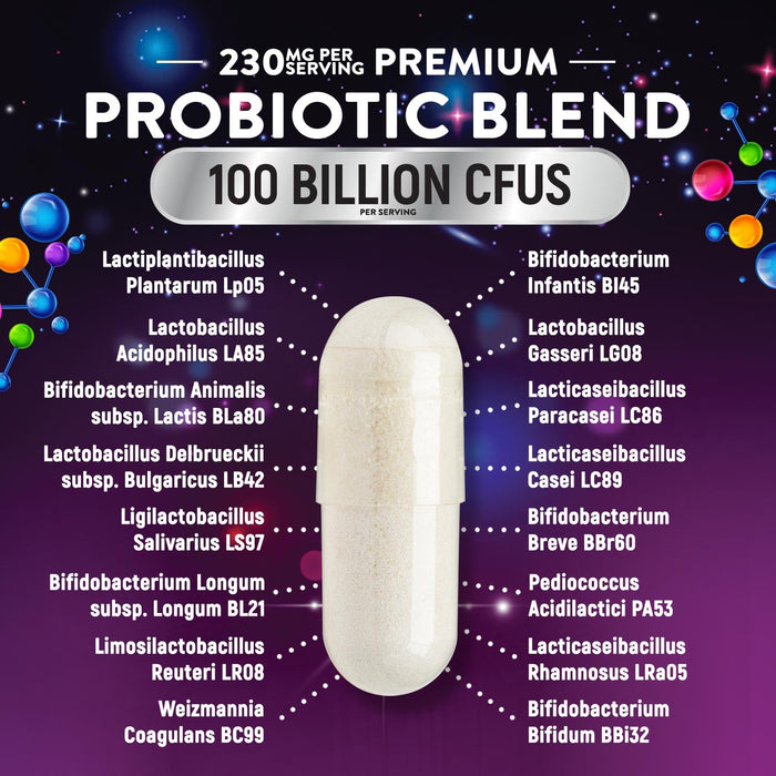 Probiotic Pills 100 Billion CFU Prebiotics – 60 Capsules