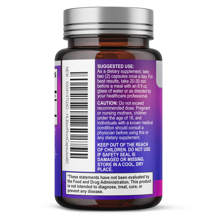 Organic Beet Root Capsules 1300mg – 60 Capsules