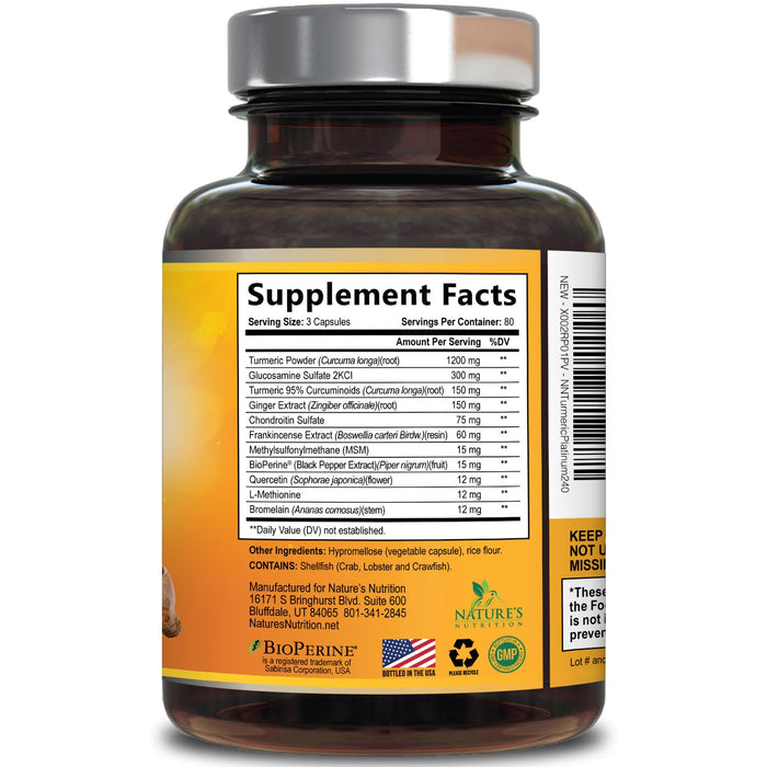 Turmeric Curcumin 2000mg with Glucosamine Chondroitin & Ginger – 240 Capsules