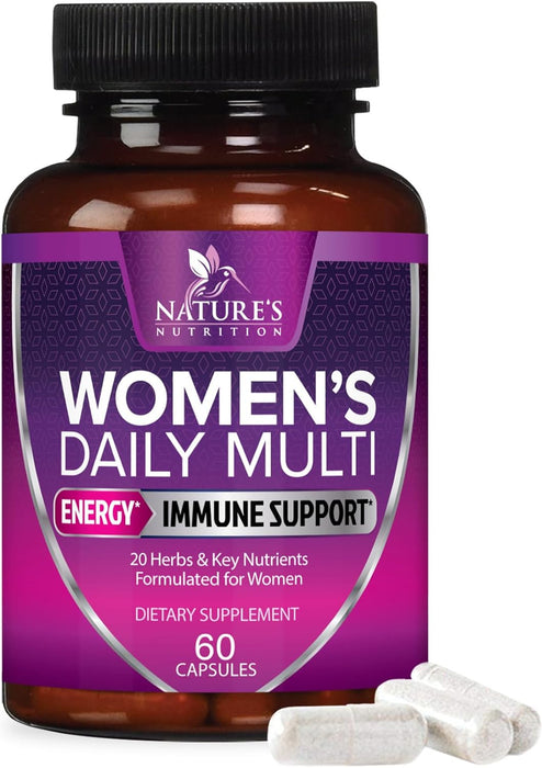 Womens Multivitamin - For Daily Energy & Immune Health Support with Vitamins A, B12, C, D3, Zinc & Biotin, Multivitamin for Women, Non GMO & Gluten Free Women's Vitamin Supplement