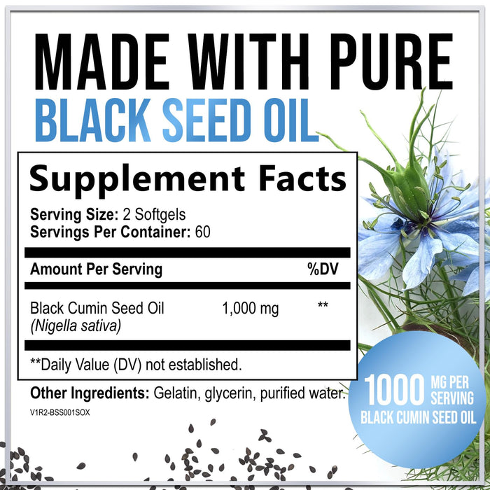 Black Seed Oil Softgels 1000mg – 120 Softgels