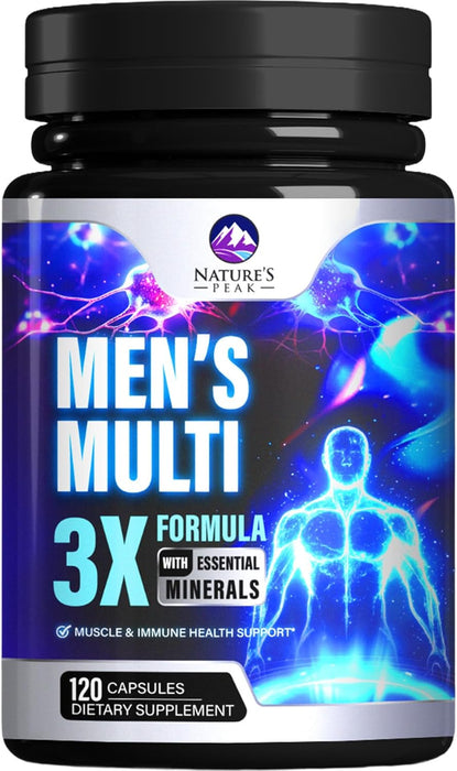 Men's Multivitamins Supplement - Complete Daily Multivitamin for Men with Vitamin B12, A, C, D, E, Zinc, Calcium, Iron, Folate - Immune Health & Energy Support - High Potency & Non-GMO - 120 Capsules