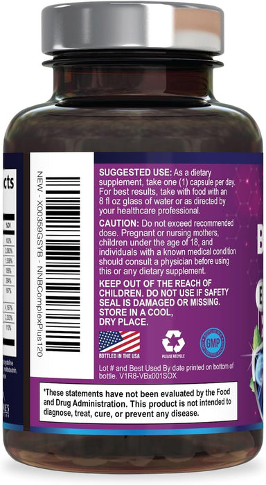 B Complex Vitamins Capsules with Vitamin B6 B12 B100 C Biotin Folate & Folic Acid – 120 Capsules