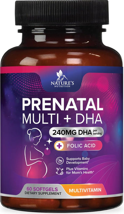 Women's Prenatal Multivitamin with Folic Acid & DHA, Prenatal Vitamins w/ Folate, Omega 3, Vitamins D3, B6, B12 & Iron, Pregnancy Support Prenatal Supplement, Non-GMO Gluten Free