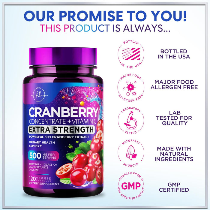 Cranberry 25,000mg Formula + Vitamin C – 120 Capsules