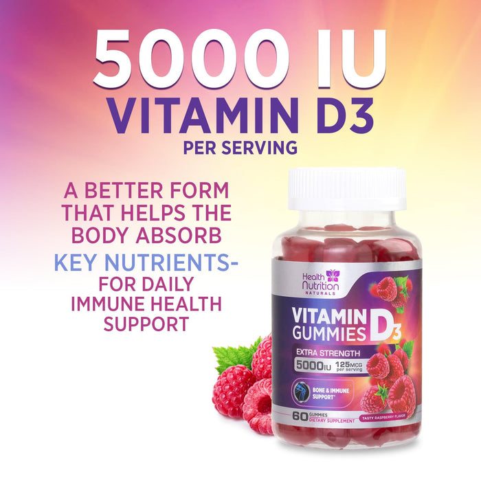 Vitamin D3 Gummies 5000 IU (125 mcg) – 60 Gummies