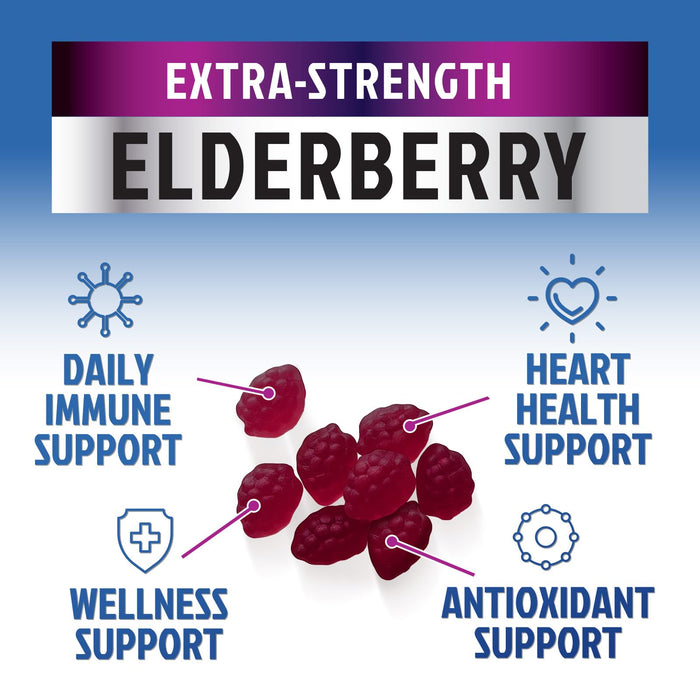 Immune Support Gummies - Sambucus Elderberry Gummy with Elder Berry Extract, Zinc & Vitamin C, Natural Vegan Immune Support Supplement for Adults & Children, Gummy Elderberry Vitamins - 120 Gummies
