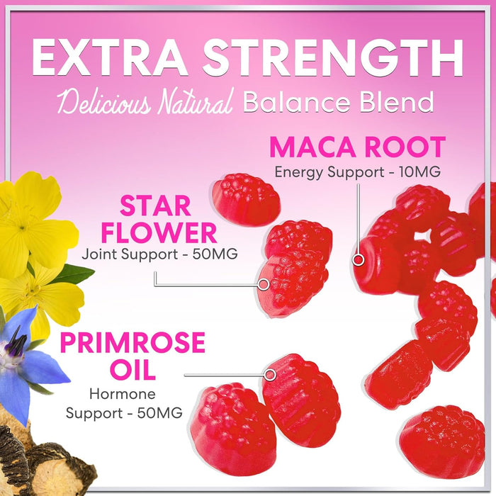 Menopause Relief Gummies - Multi Benefit Menopause Supplements for Women (30 Servings) Hormone Support for Night Sweats, Hot Flash Relief & More, Non-GMO & Gluten-Free Ingredients - 60 Gummies