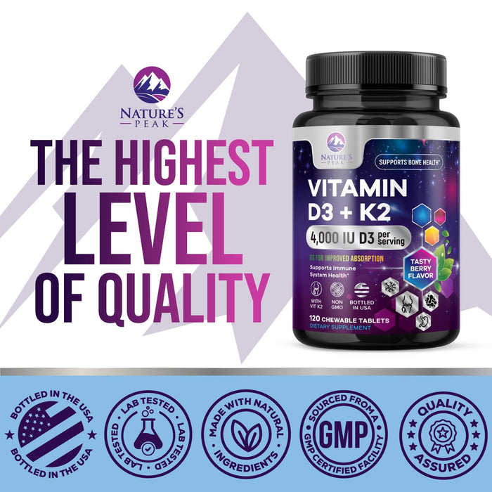 Vitamin D3 K2 – 5000 IU – 120 Tablets