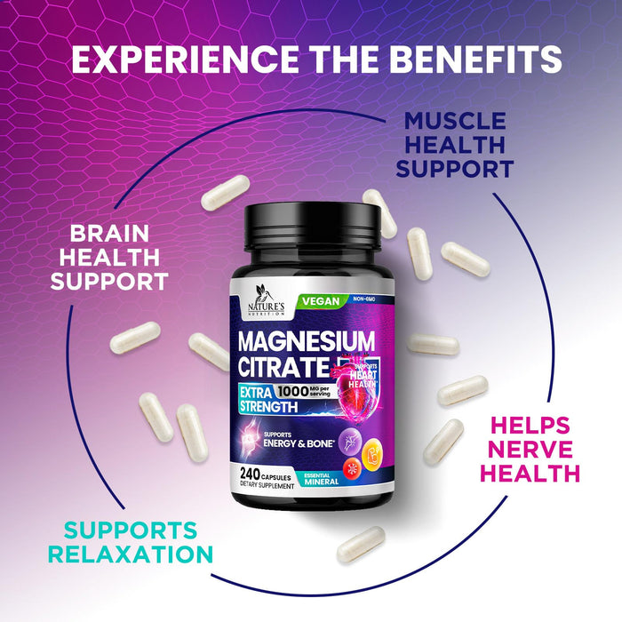 Magnesium Citrate 1000 mg for Absorption – 240 Capsules