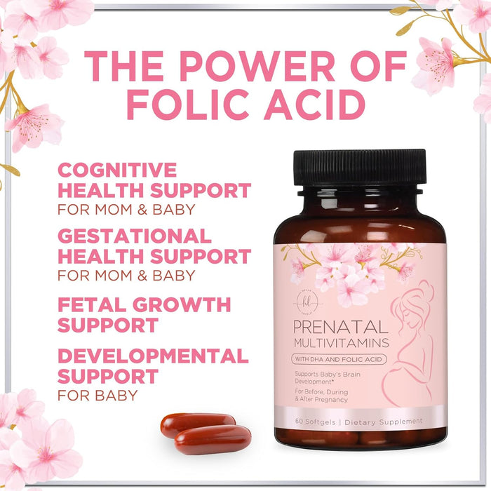 Hello Lovely! Prenatal Multivitamin, Ultra Strength Pregnancy Vitamins for Women with Folic Acid, Iron, DHA, Vitamin C, E - Prenatal Mineral Supplement for Daily Nutritional Support