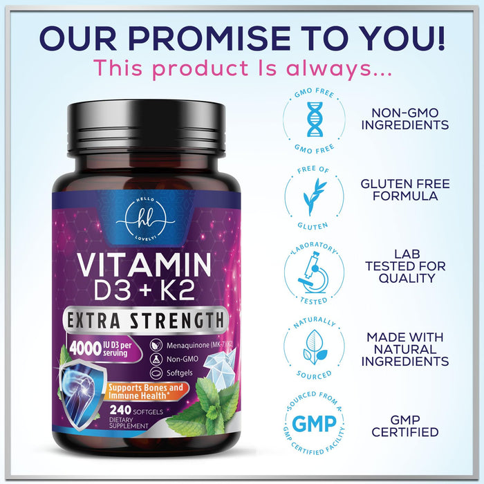 Vitamin D3 K2 – 5000 IU – 240 Softgels