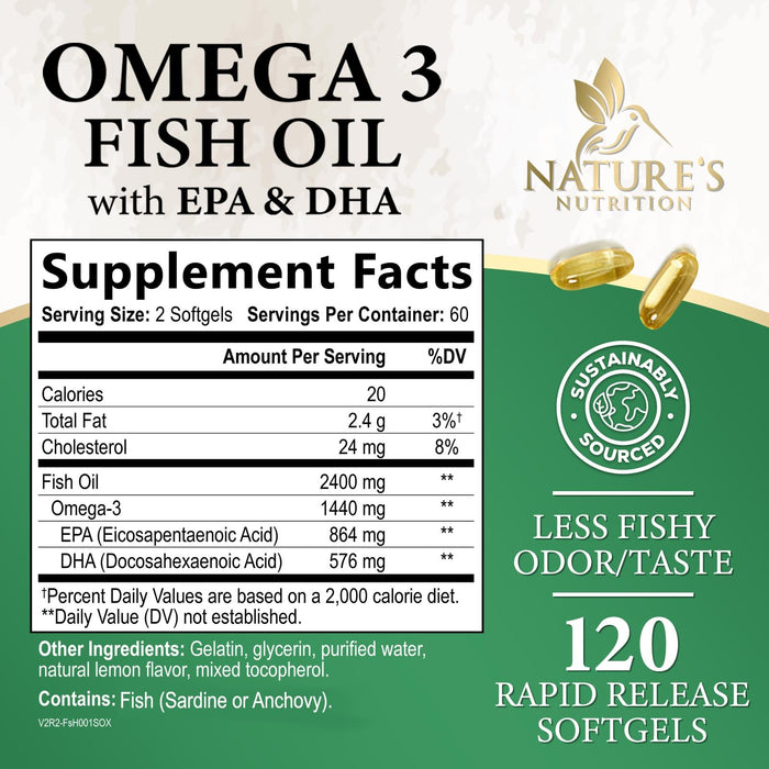 Omega-3 Fish Oil – 2400mg – 120 Softgels