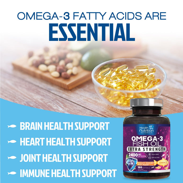 Omega-3 Fish Oil – 2400mg – 180 Softgels
