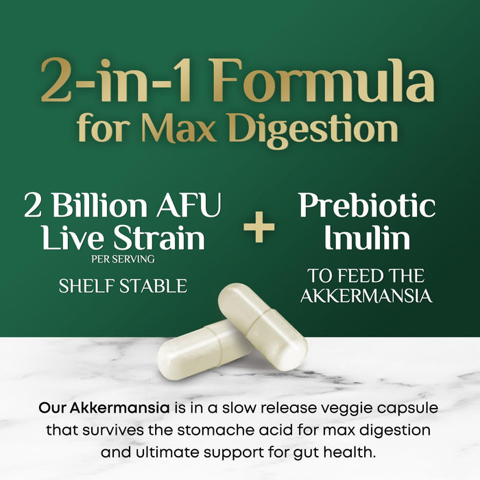 Akkermansia Probiotic Akkermansia Muciniphila GLP 1 Probiotics with Prebiotic – 60 Capsules