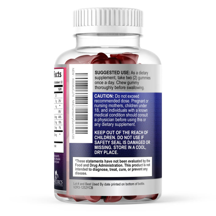 Cranberry Gummies 50:1 Cranberry Extract – 25,000mg – 120 Gummies