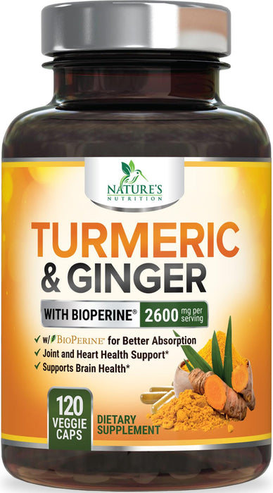 Turmeric Curcumin 2600mg with Organic Ginger & Turmeric – 120 Capsules