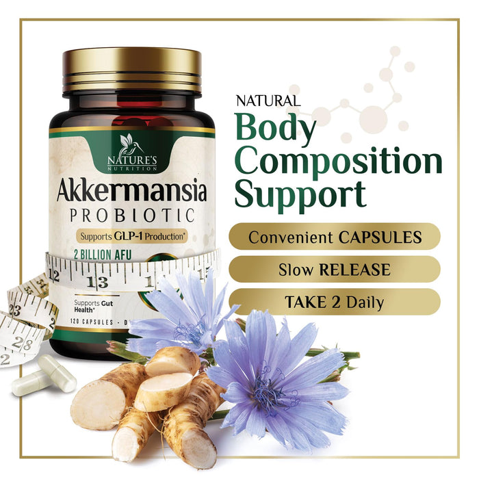 Akkermansia Probiotic Akkermansia Muciniphila GLP 1 Probiotics with Prebiotic – 120 Capsules
