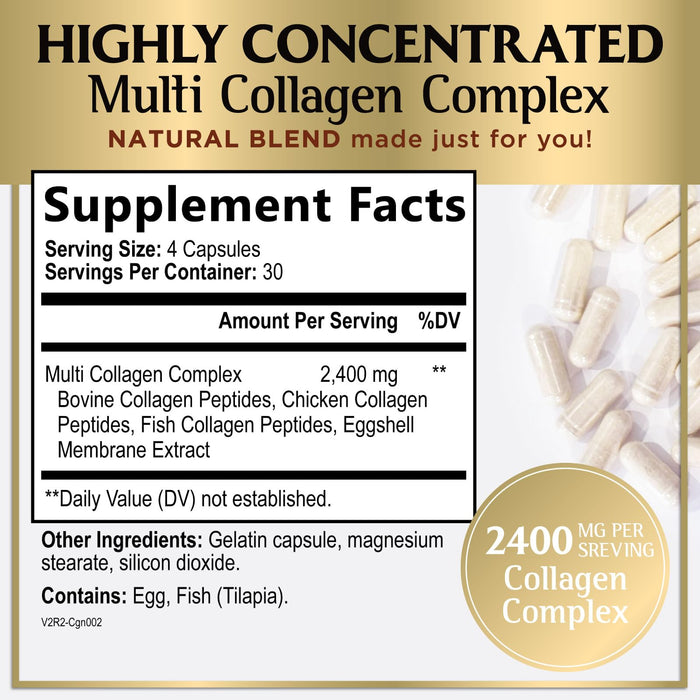 Multi Collagen Peptides for Women – 2400mg – 120 Capsules