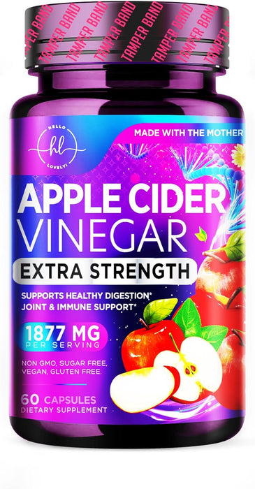 Apple Cider Vinegar Capsules - ACV Supplements with Vitamin D3 & Zinc for Detox & Cleanse, Gluten Free & Non-GMO, Vegetarian ACV Pills for Digestion, Energy & Immune Support