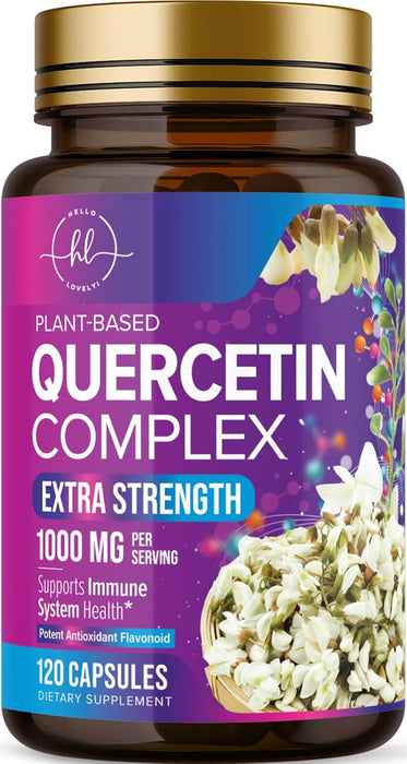 Quercetin Supplement - 500 mg Quercetin Capsules for Heart Health & Immune Support, Extra Strength Quercetin 1000mg Serving, Antioxidant & Respiratory Health, Gluten Free, Non-GMO