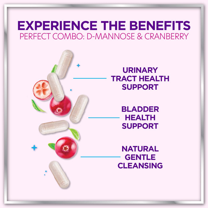 D-Mannose 1300mg with Cranberry - Urinary Tract Support - 120 Capsules