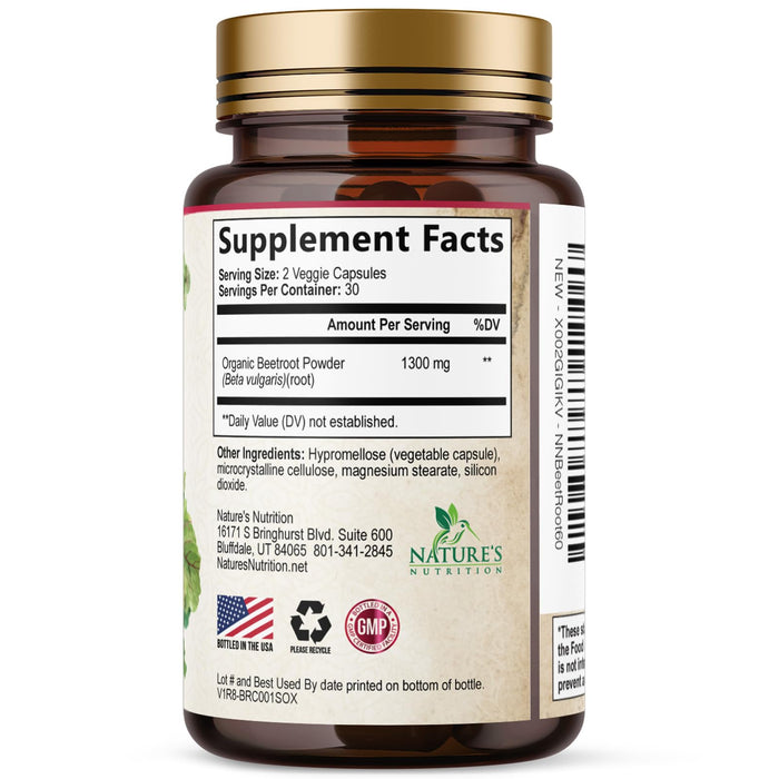 Beet Root Capsules 1300mg – 60 Veggie Capsules