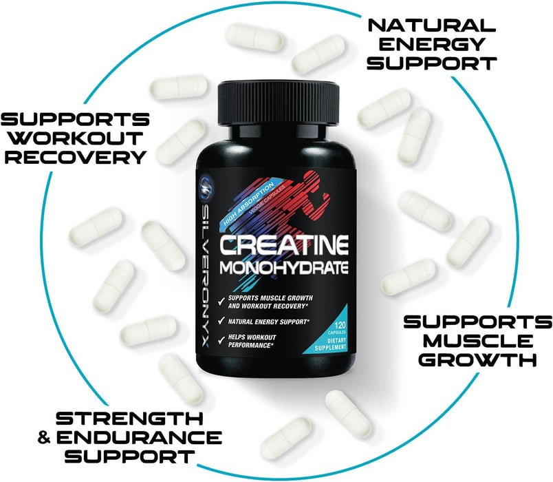 Creatine Monohydrate Capsules 3000mg - Micronized Creatine Nutritional Supplement - Lean Muscle Growth, Workout Performance, Energy & Endurance Support - 750mg per High Absorption Capsule - 120 Count